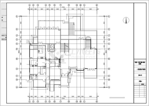 哈尔滨椿阳村某3层框混结构私人别墅给排水设计CAD图纸（含地下室）-图一