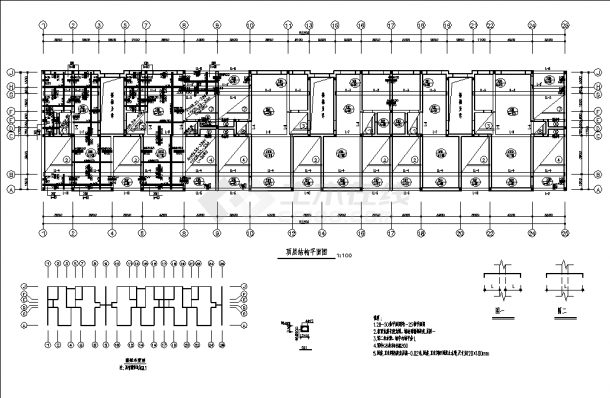 洋河5层砖混住宅楼结构设计施工cad图纸-图一