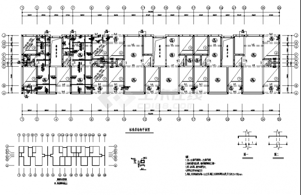 洋河5层砖混住宅楼结构设计施工cad图纸-图二