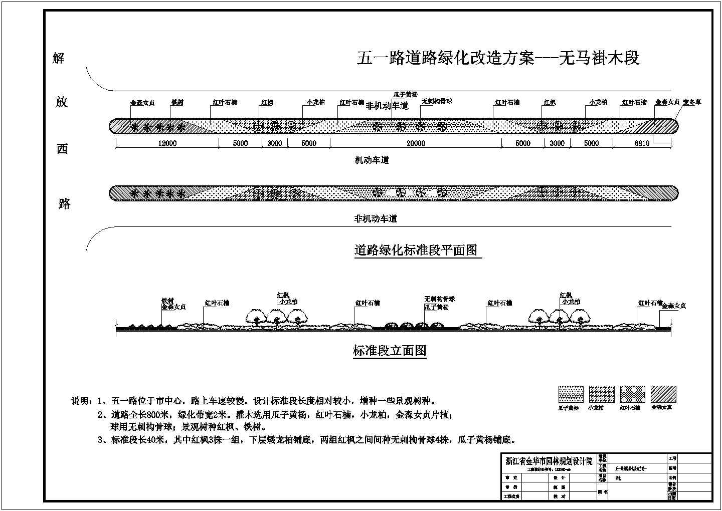 某城市道路绿化改造设计cad方案图