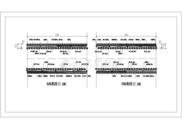 某市政道路绿化标准段景观设计cad施工详图-图二