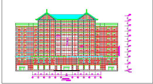 建筑图-某宾馆的立面cad施工图【建筑立面图3个】_图1