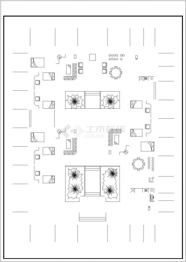 四合院建筑设计CAD施工方案二-图二