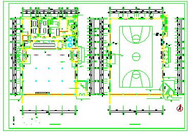 长35.12米 宽25.64米 2层中学操场与食堂cad设计建施图-图一