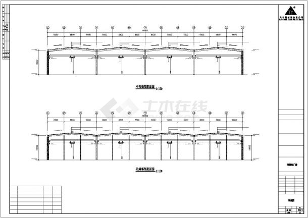 某地石狮某公司70x80钢结构CAD设计图-图二