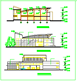 长57.4米 宽43.35米 2层中学校餐厅建筑cad设计图纸