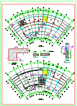 45米乘以16.2米 3层1110.41平米框架结构弧形小区会所cad建施图-图二