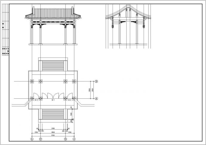 某地方四合院大门方案设计CAD图_图1