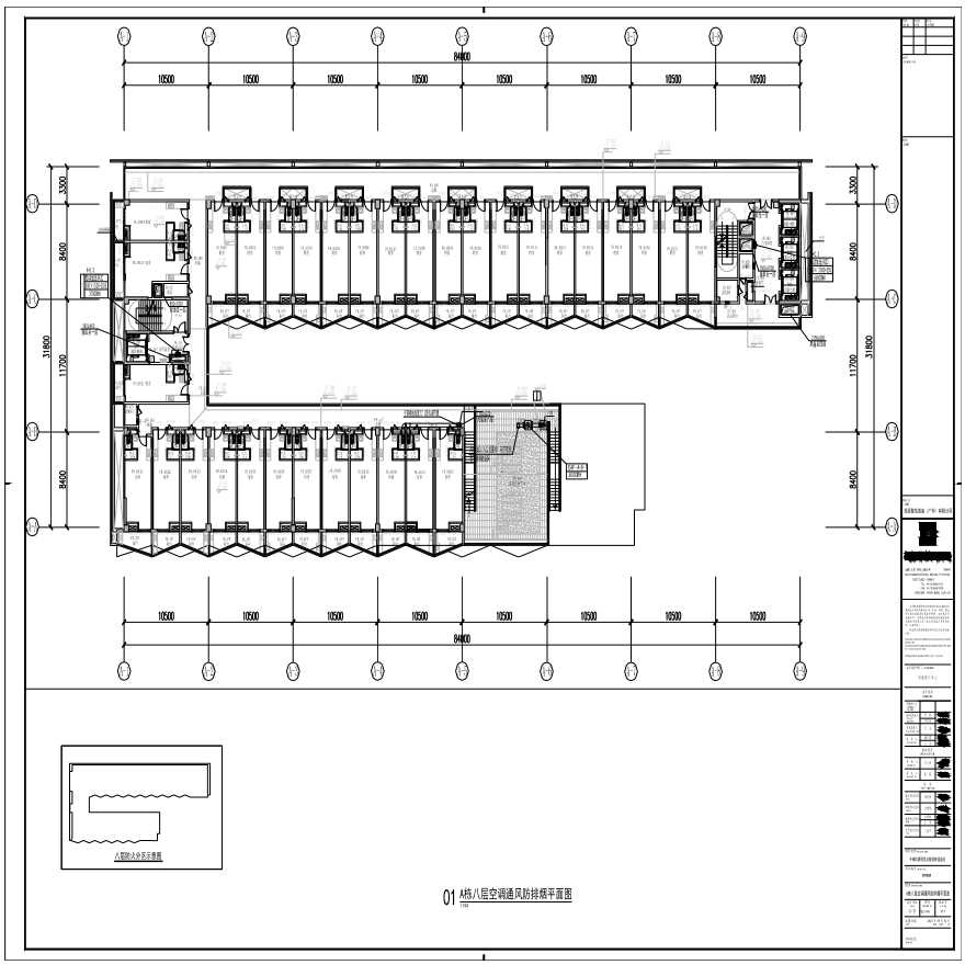 M21-008-A栋八层空调通风防排烟平面图-图一