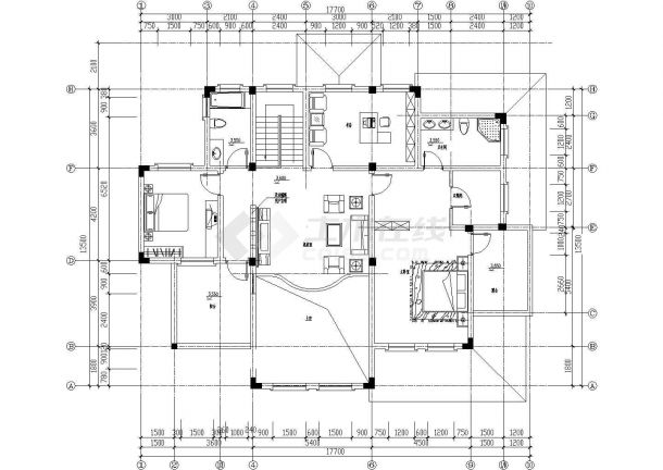 【扬州】某地整套欧式别墅楼全套设计装修cad图-图二