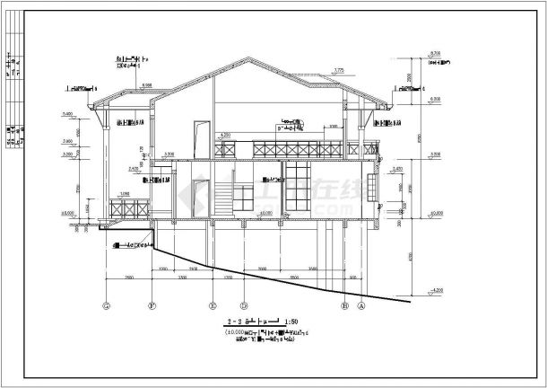 【苏州】两层别墅坡地全套建筑施工设计cad图-图一