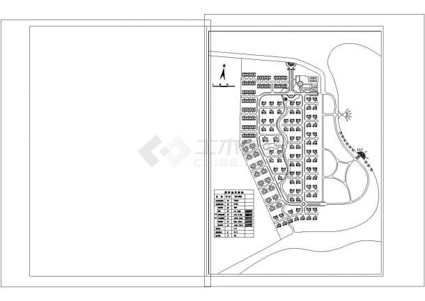 总用地124610平米总户数186户太平湖别墅区规划方案CAD-图二