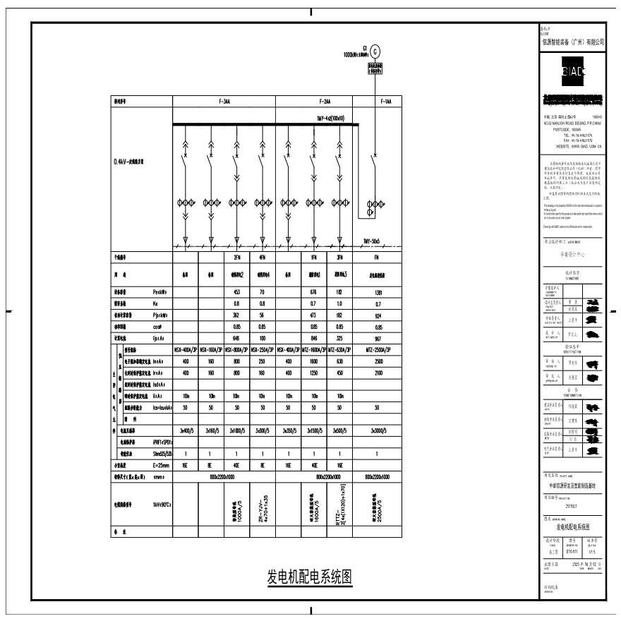E10-011 发电机配电系统图 A2-图一