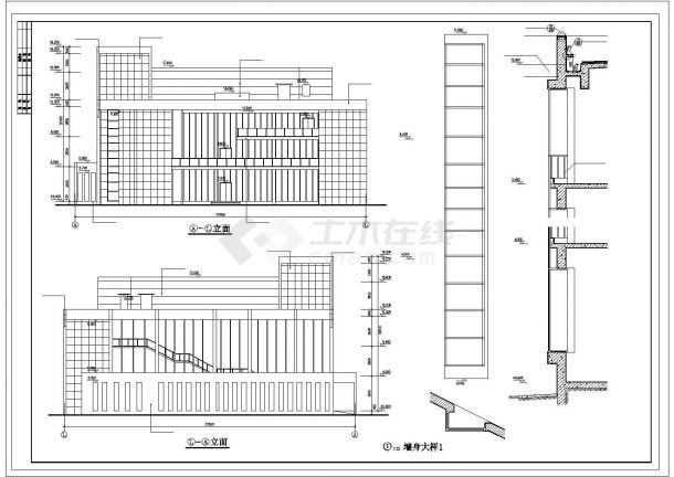 办公楼设计_某商业中心五层办公楼建筑cad施工图纸-图一