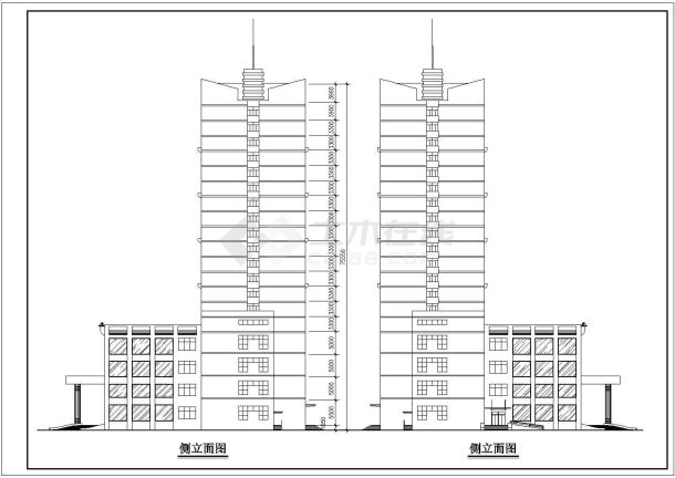 某现代二十层高层酒店cad设计方案图纸-图一