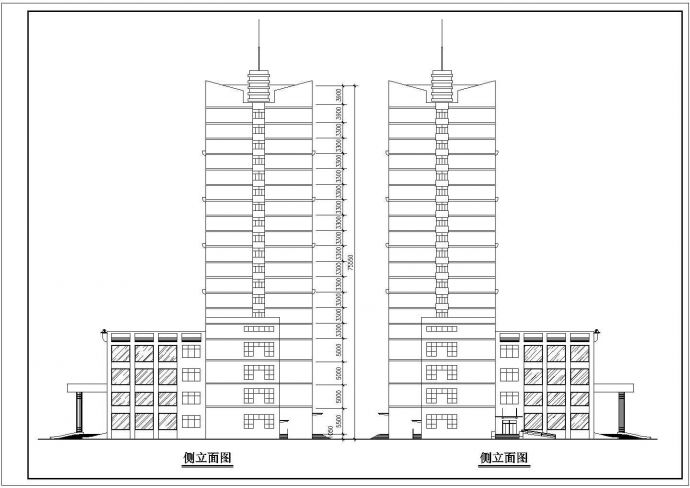 某现代二十层高层酒店cad设计方案图纸_图1