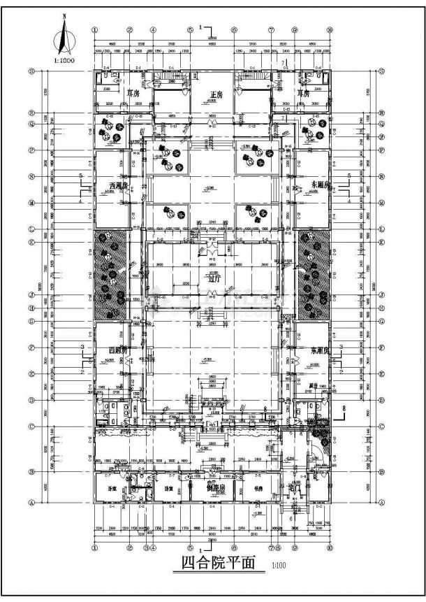 长59米 宽32.2米 二层砖混结构四合院建筑设计图-图二