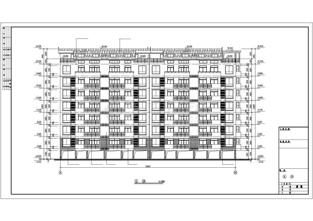 长43.1米宽15.2米七层阁楼建筑设计cad图纸-图二