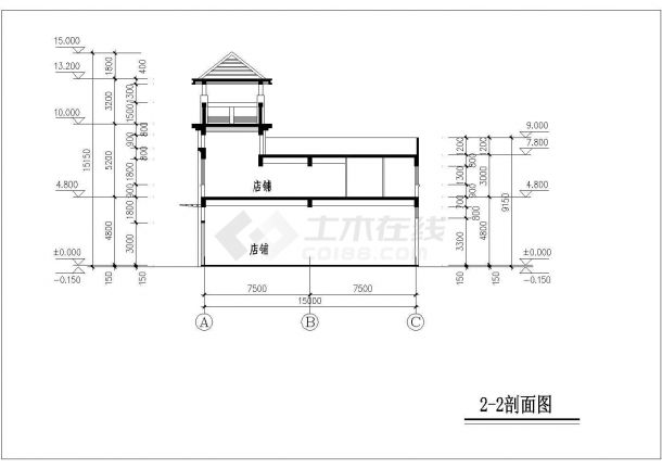 商业步行街建筑设计cad施工图-图一