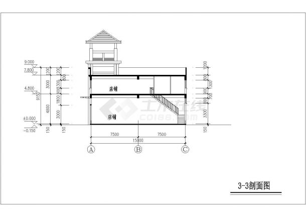 商业步行街建筑设计cad施工图-图二