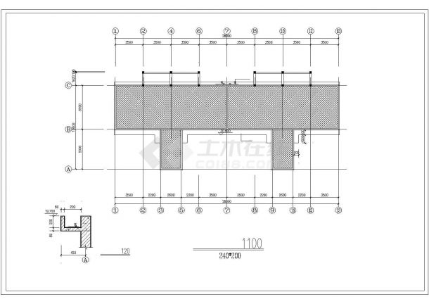 长40米宽10.5米六层安置楼设计cad图纸-图二