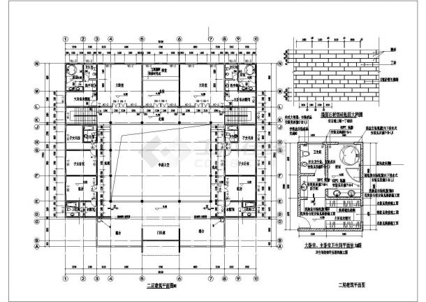 二层仿古四合院建筑设计施工图，带效果图-图二
