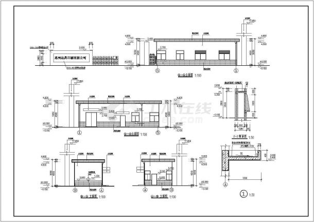 某常见传达室建筑设计施工详细方案CAD图纸-图一