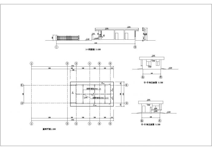 某常见厂区传达室建筑设计施工详细方案CAD图纸_图1