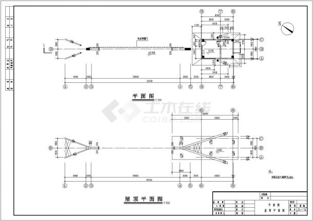 厂房设计_某厂房区大门建筑设计施工详细方案CAD图纸-图一