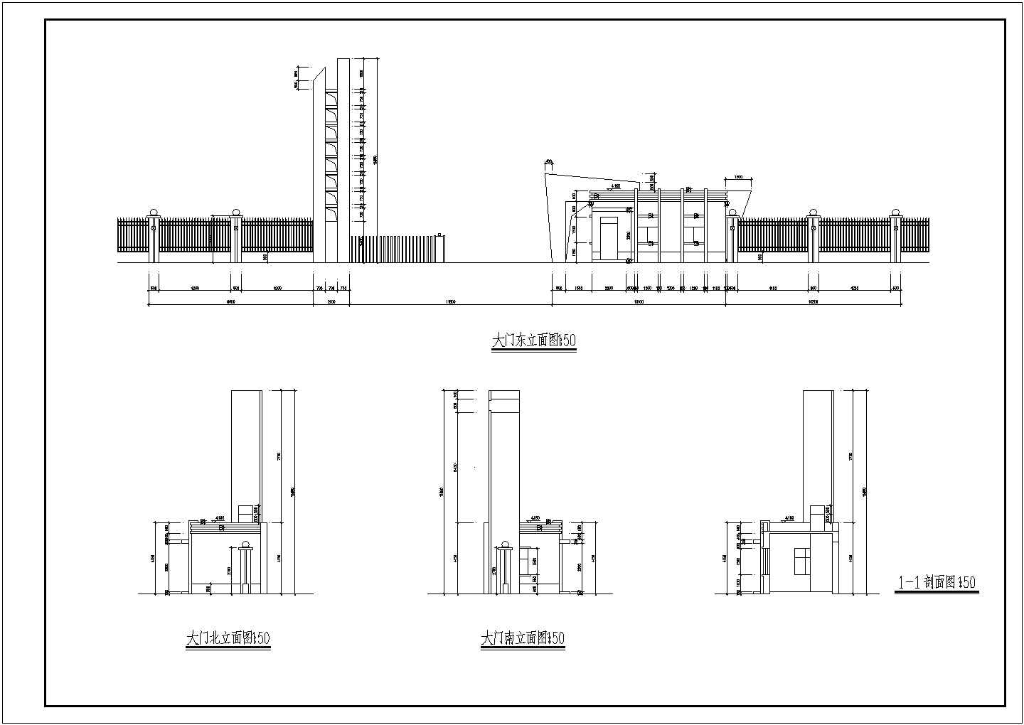 厂房设计_某厂房区大门建筑详细方案设计施工CAD图纸