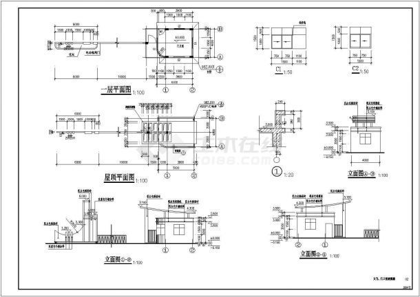 某厂区大门门卫室建筑详细方案设计施工CAD图纸-图一