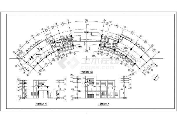 某常见工业厂区大门建筑详细方案设计施工CAD图纸-图一