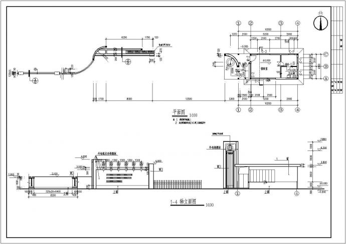 某工业区大门建筑详细方案设计施工CAD图纸_图1