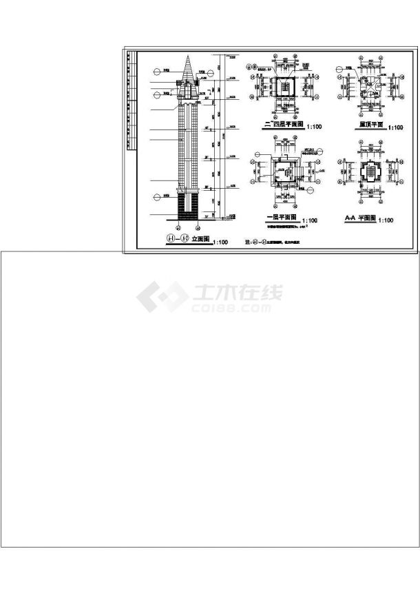 武汉豪华会所建筑设计cad施工图-图一