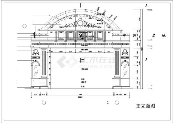 厂房设计_某工业区厂房大门石材建筑详细方案设计施工CAD图纸-图二