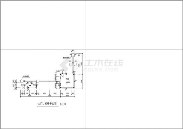 厂房设计_某工业区厂房大门围墙建筑详细方案设计施工CAD图纸-图一