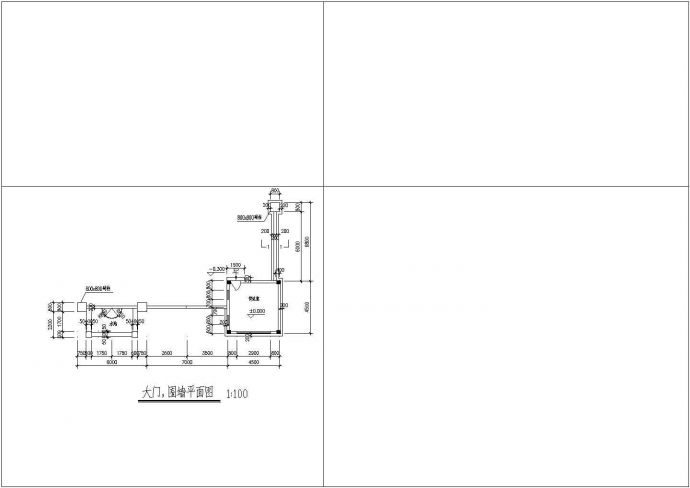 厂房设计_某工业区厂房大门围墙建筑详细方案设计施工CAD图纸_图1