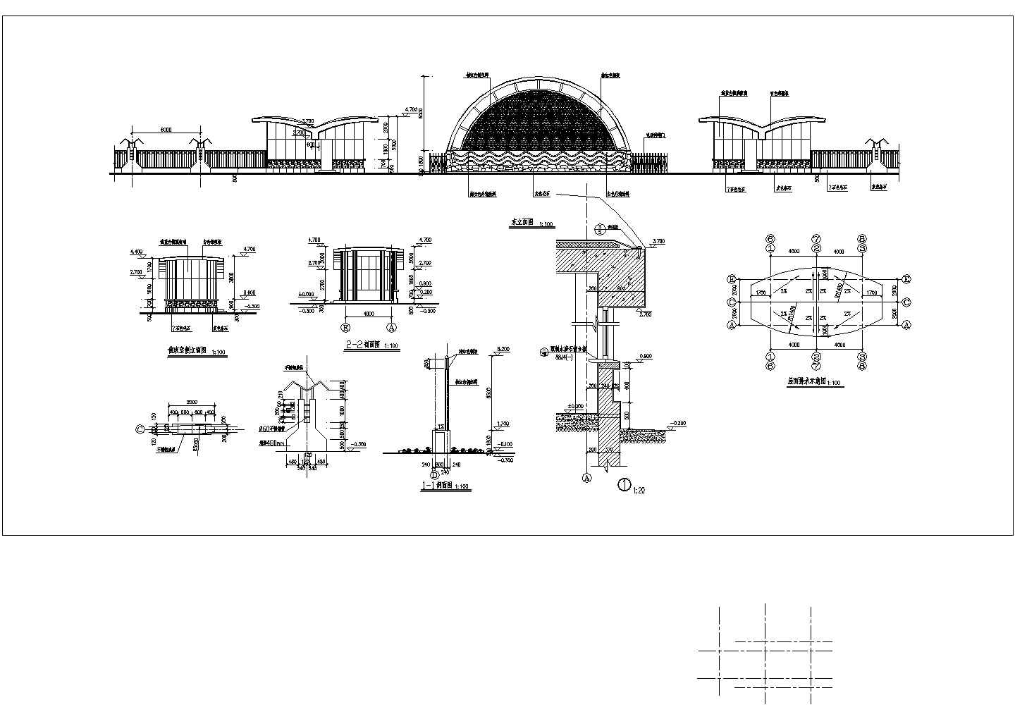 某花园小区西大门建筑详细方案设计施工CAD图纸