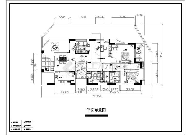 某三室两厅户型私宅室内装修设计cad全套施工图（含玄关图集）-图一