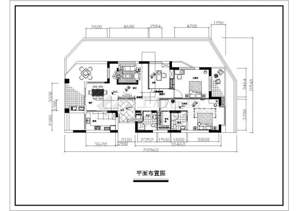 某三室两厅户型私宅室内装修设计cad全套施工图（含玄关图集）-图二