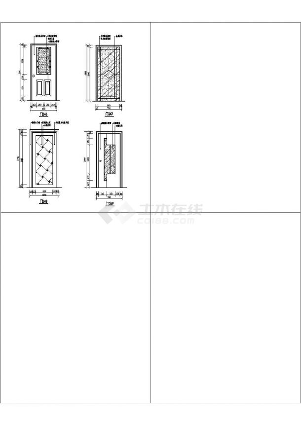 某简单实用小区大门建筑详细方案设计施工CAD图纸-图二