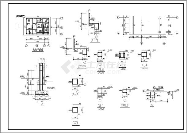 某小区内传达室建筑详细方案设计施工CAD图纸-图二