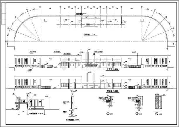 某工业厂区大门完整建筑详细方案设计施工CAD图纸-图二
