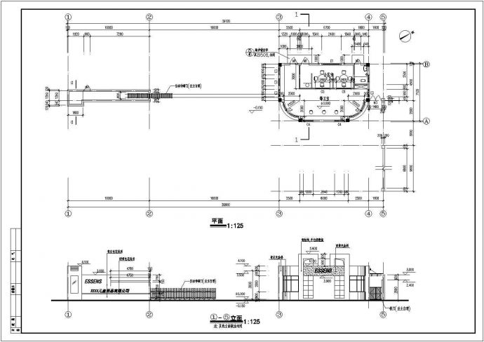 某工业厂区入口大门建筑详细方案设计施工CAD图纸_图1