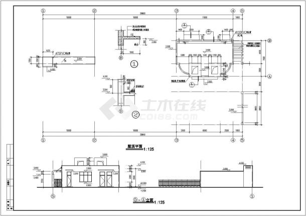 某工业厂区入口大门建筑详细方案设计施工CAD图纸-图二