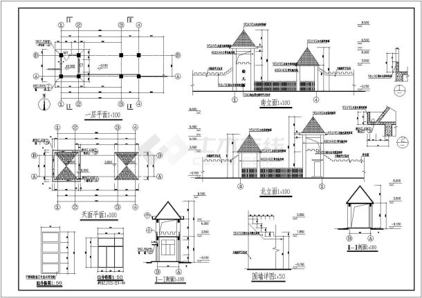 某酒店大门建筑结构详细方案设计施工CAD图纸-图一