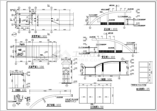 某酒店大门建筑结构详细方案设计施工CAD图纸-图二