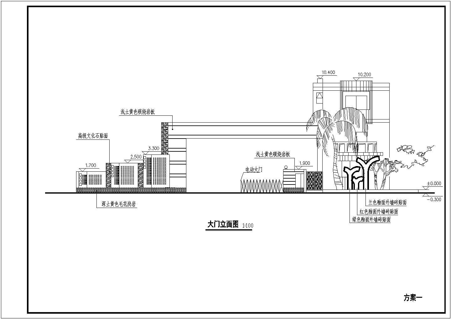 某小型商业建筑大门详细方案设计施工CAD图纸