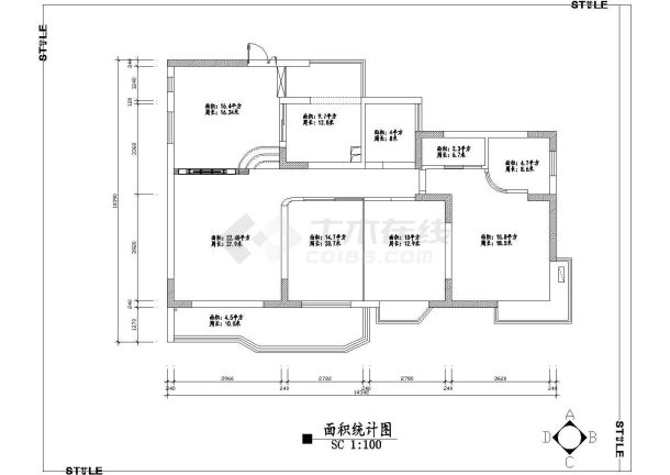 某地小苑新区家居样板房全套装修施工设计cad图(含顶面布置尺寸详图)-图二