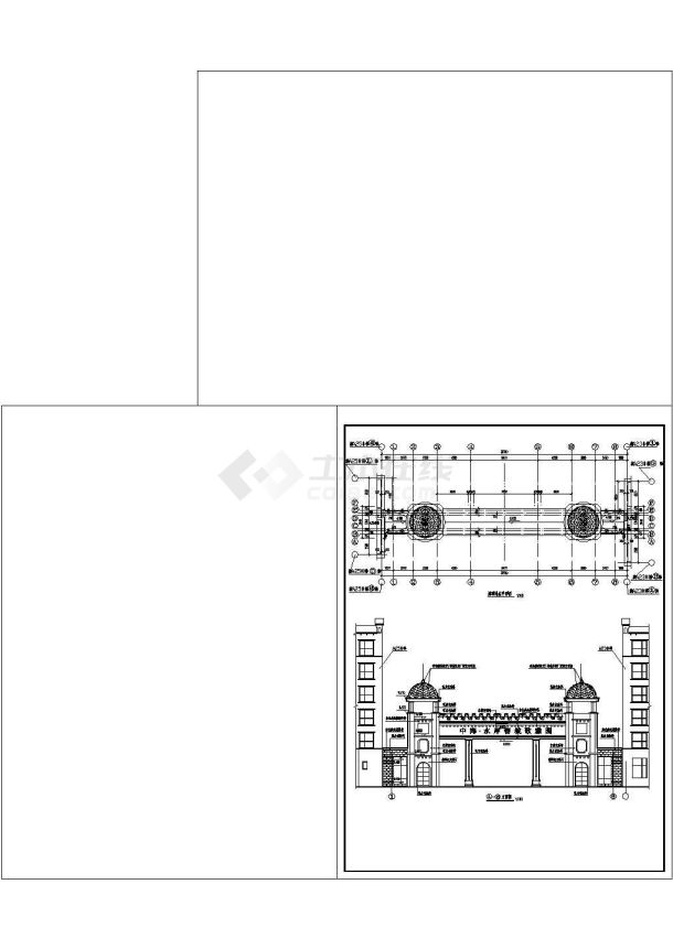 某大型小区大门建筑详细方案设计施工CAD图纸-图二